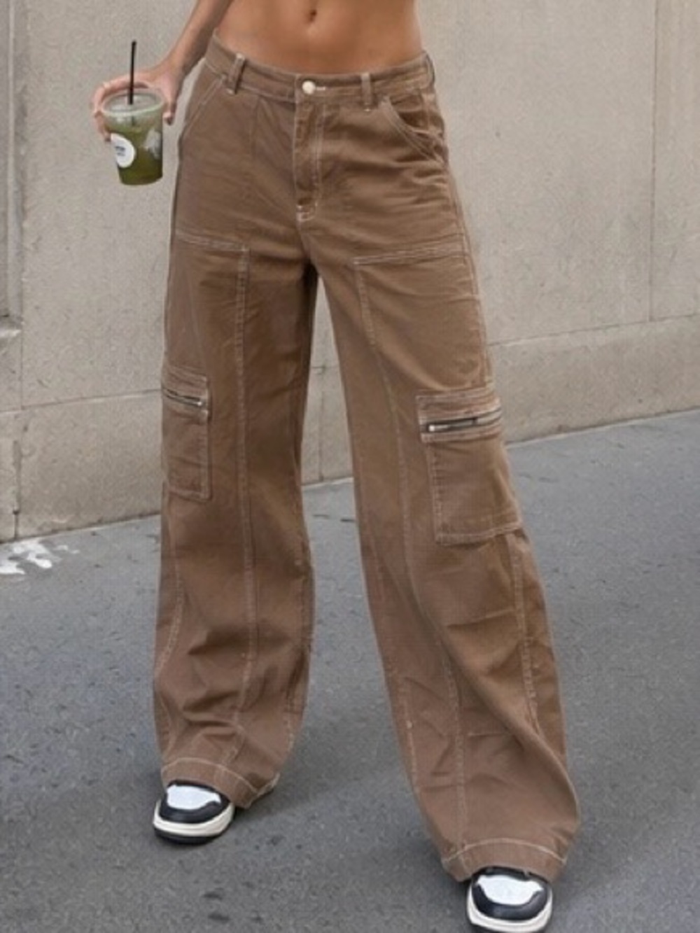Rachel Paige Cargo Pants in Taupe with stretchy waist size L